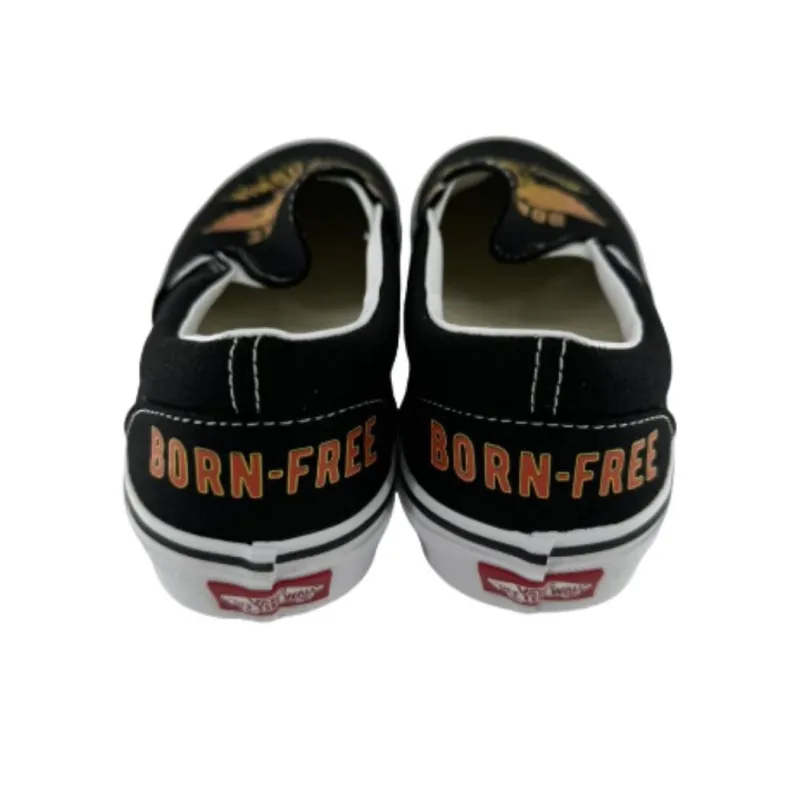 Born Free x Vans Slip-on Anti-Slip And Wear-Resistant Lightweight Low-Top Skateboard Shoes Unisex Black-5