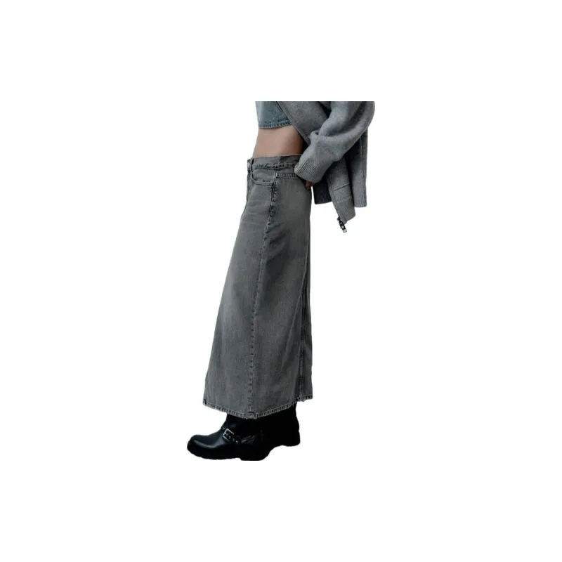 ZARA Casual Long Skirt Women's Gray-4