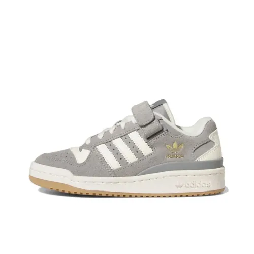 Adidas Originals FORUM J Anti Slip Wear Resistant Low Top Skateboard Shoes Gray White Teenagers