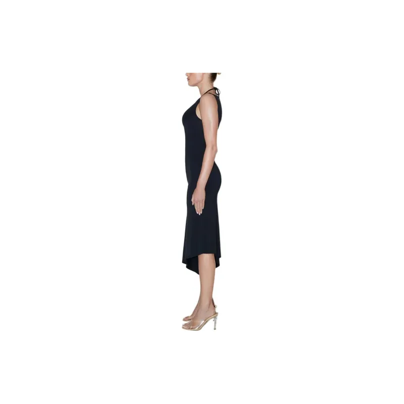 Khy SS24 DROP 008 Soft Stretch Asymmetrical Midi Dress Sleeveless Dress Women's Black-4