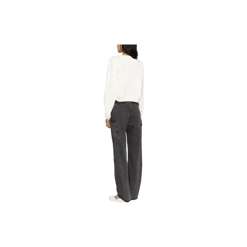 OFF-WHITE Long-Sleeved Crewneck Cropped Sweatshirt-1