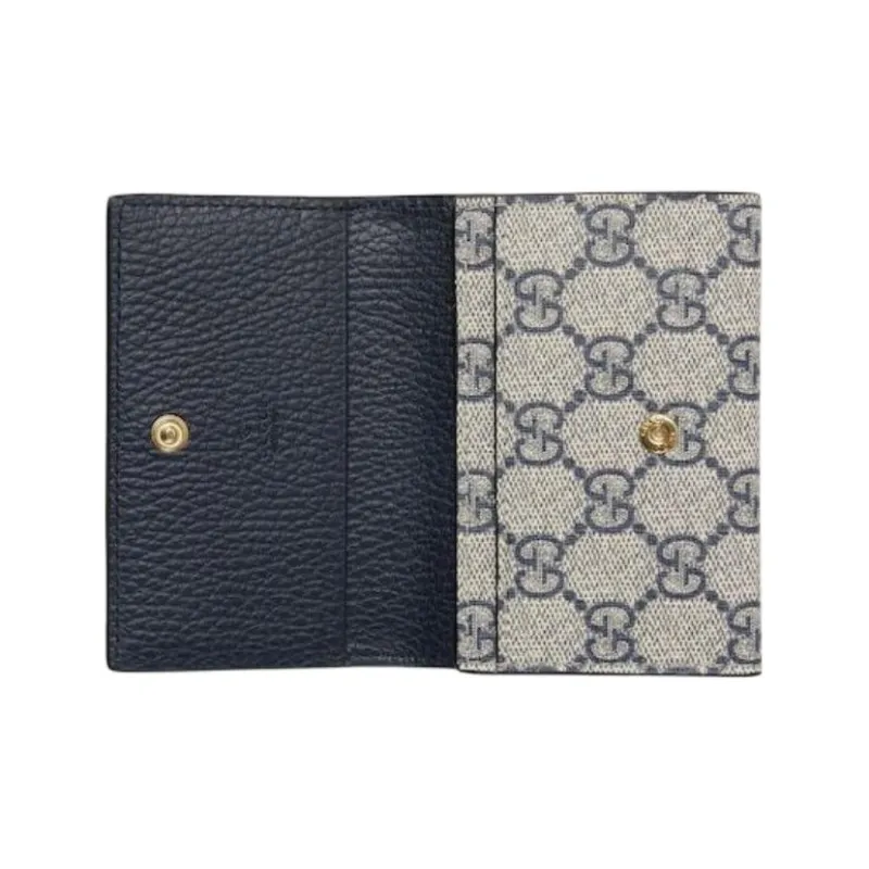 GUCCI GG Marmont Supreme Canvas Card Holder Trumpets Unisex Beige & Blue-3
