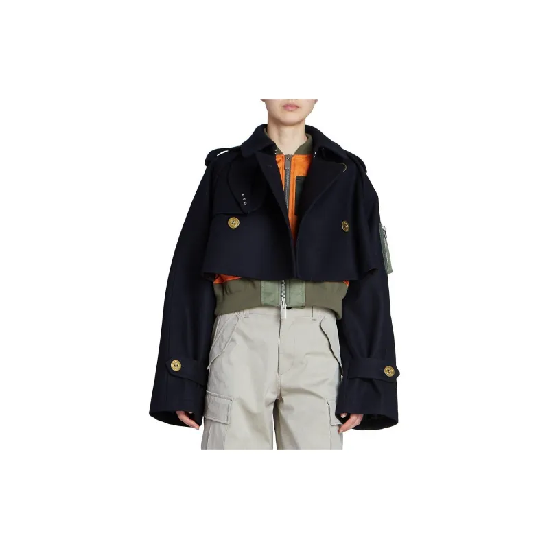 Sacai Wool Melton Mix Jacket 'Navy'-4