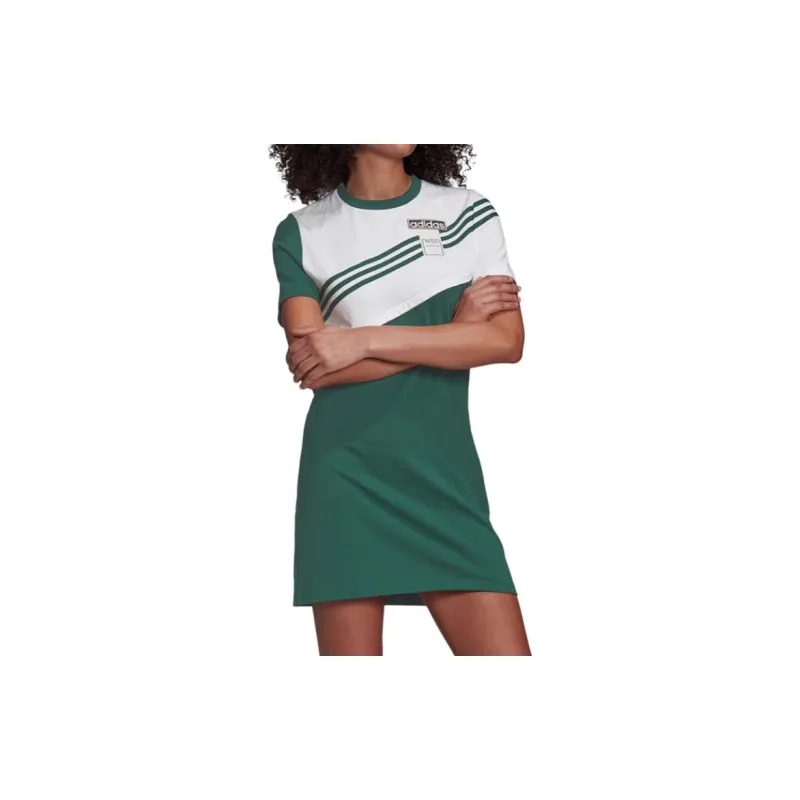 Adidas Short Sleeved Dresses Women's Green/White Color-2