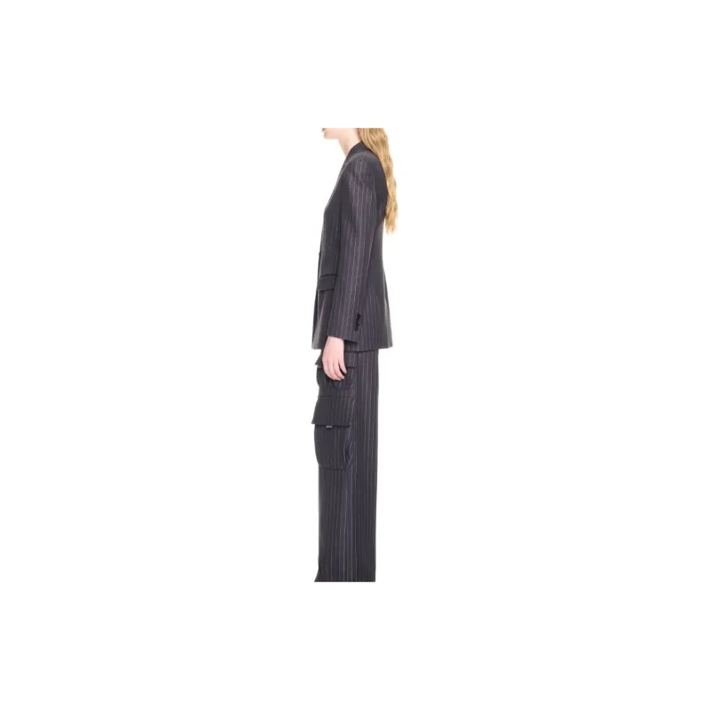 OFF WHITE Striped Single Breasted Blazer-3