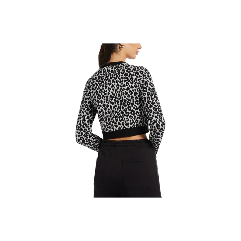 MICHAEL KORS Leopard Jacquard Knit Zip Cardigan-2