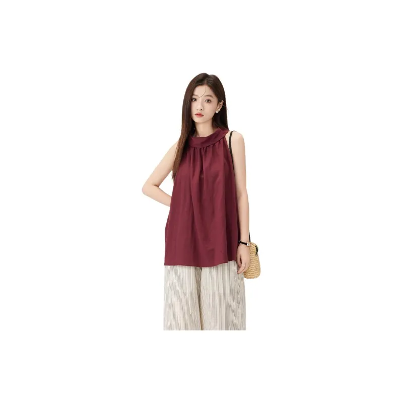 PASSCODIO Tank Tops Women's Burgundy-1