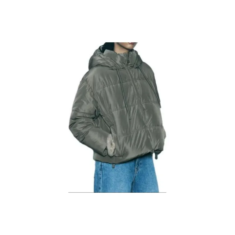 ZARA Puffer Jacket Women's Khaki-3