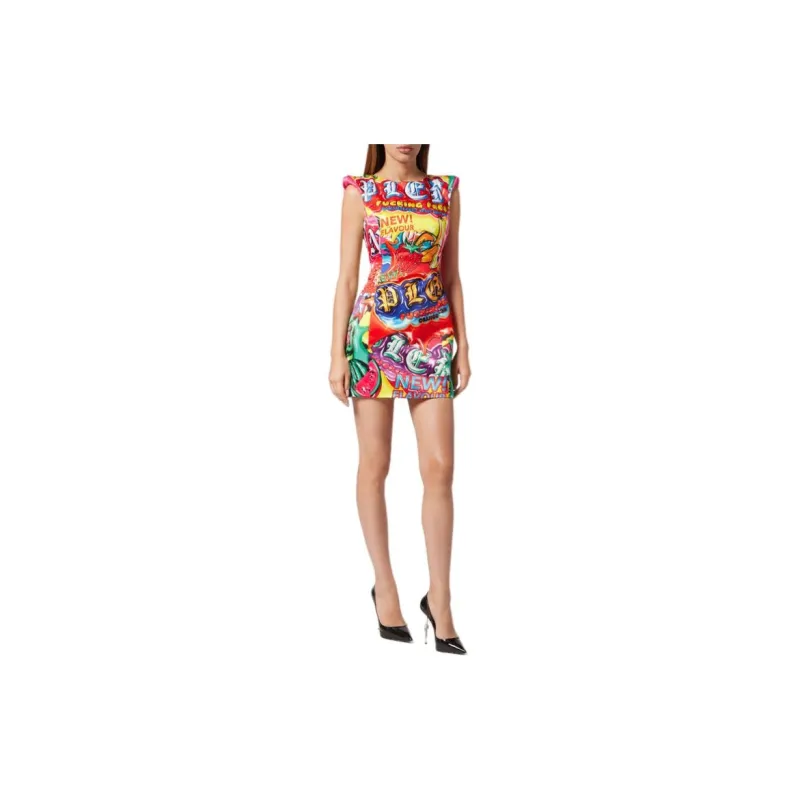PHILIPP PLEIN Duchesse Mini Dress Sleeveless Dress Women's Multicolor-2