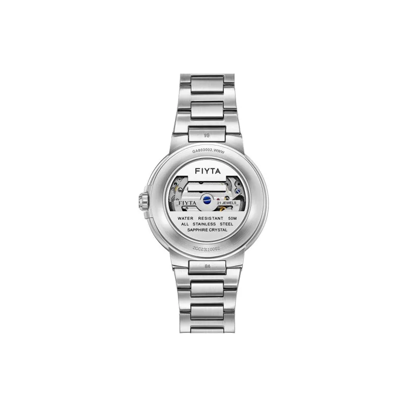 Fiyta Canon Collection Automatic Mechanical Movement Stainless Steel Strap Watch Men's Watches Silver Dial-3
