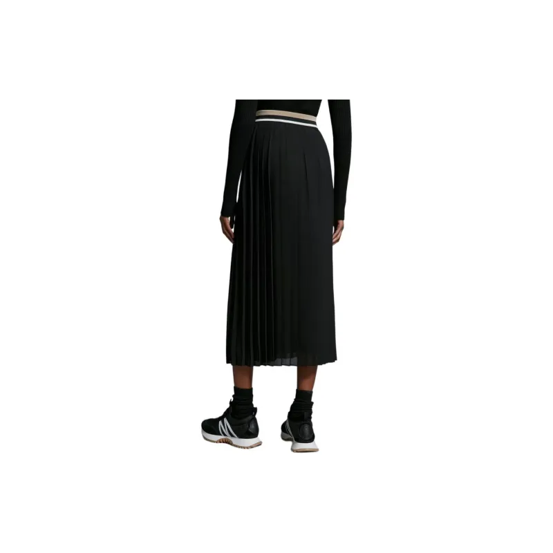 Moncler Pleated Maxi Skirt Casual Long Skirt Women's Black-3