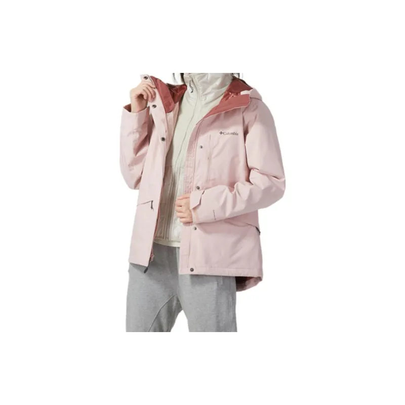 Columbia Outdoor Hiking Waterproof And Windproof Windbreaker Jacket Women's Pink-6