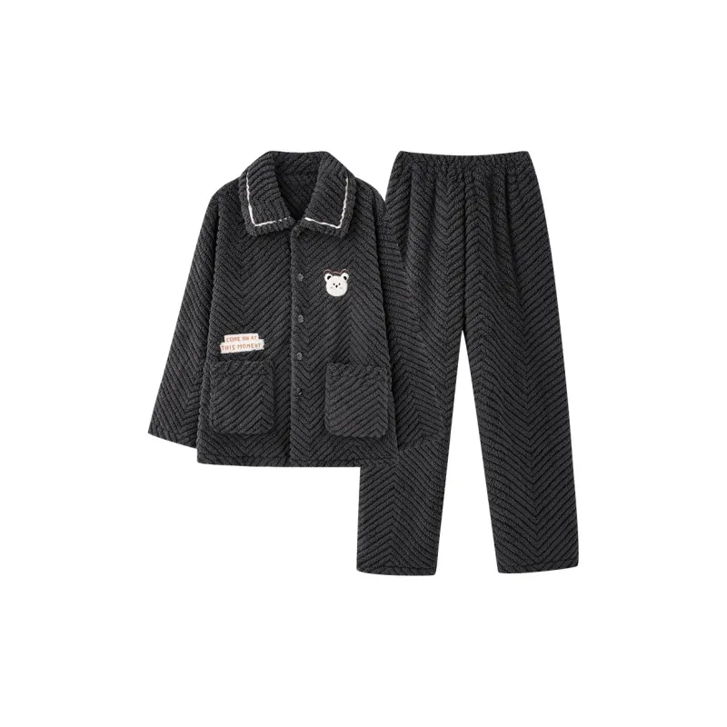 Qiao Ni Tong Pajama Set Men's Gray-0