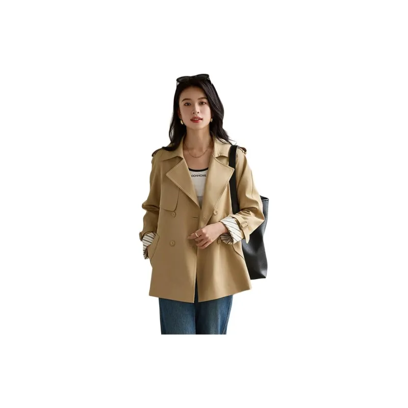 Yi Mengyuan Cropped Trench Coat Women's-9