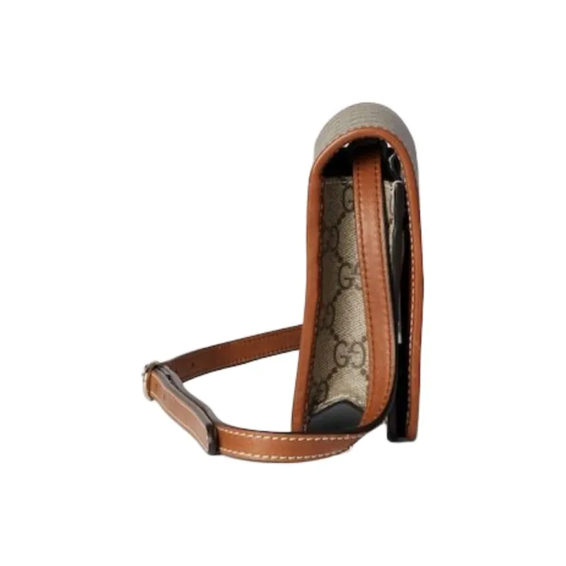 GUCCI Coated Canvas Shoulder Bag Extra Mini Unisex Beige & Dark Brown-2