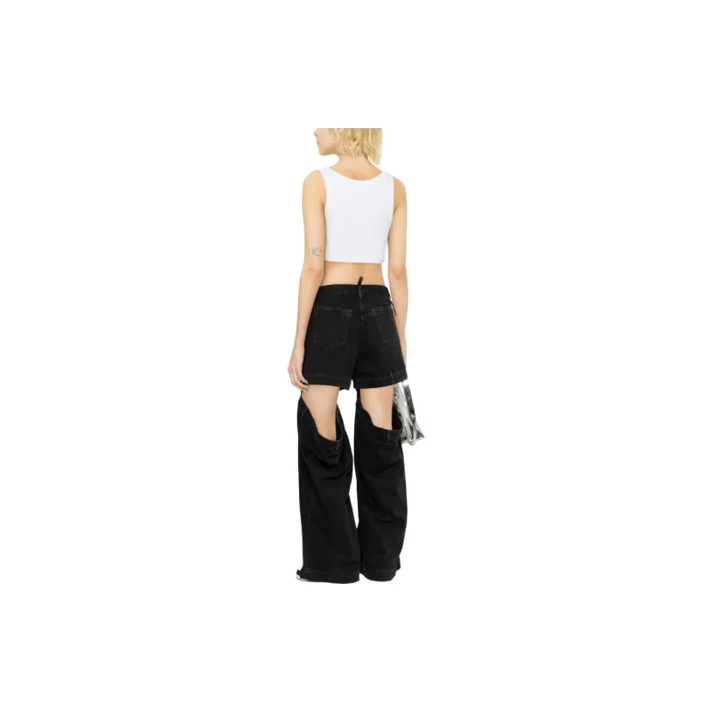 The Attico Cut-Out Wide Leg Jeans-2