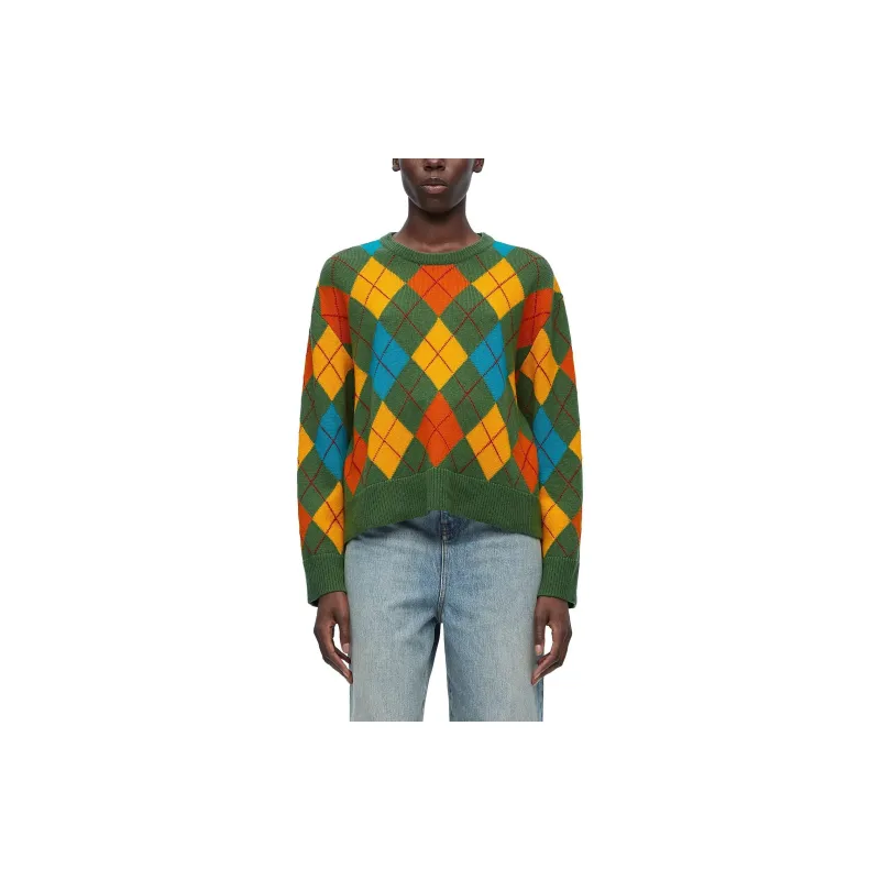 LOEWE Argyle Crewneck Knitted Jumper-2