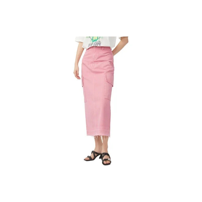 CoLove Denim Long Skirts Women's Light Pink-1