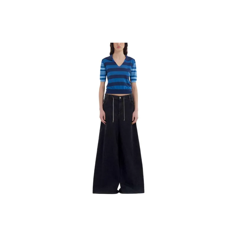 MARNI Stretch Denim Flared Pants 'Navy'-2