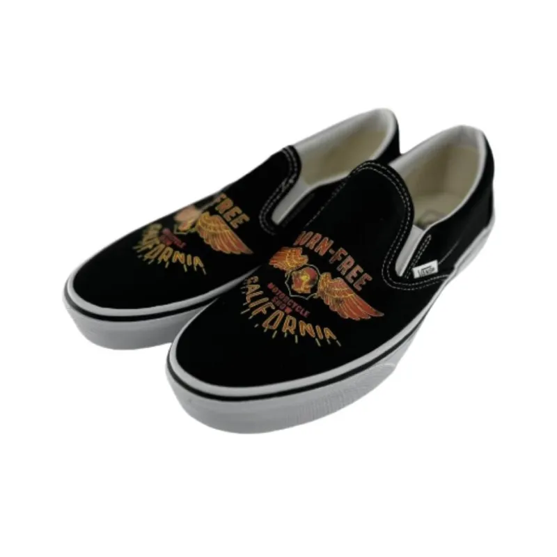 Born Free x Vans Slip-on Anti-Slip And Wear-Resistant Lightweight Low-Top Skateboard Shoes Unisex Black-3