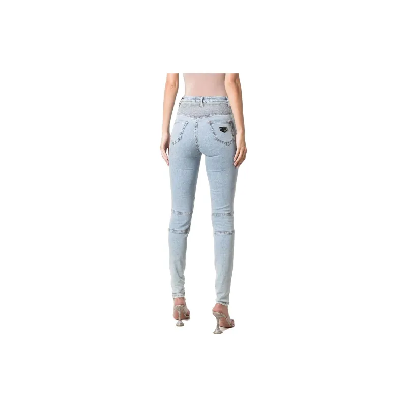 PHILIPP PLEIN Iconic High Waisted Biker Jeans-2