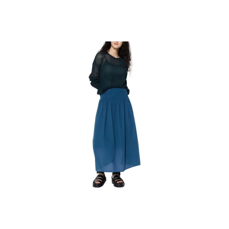 UNIQLO Casual Long Skirt Women's Blue Green-1