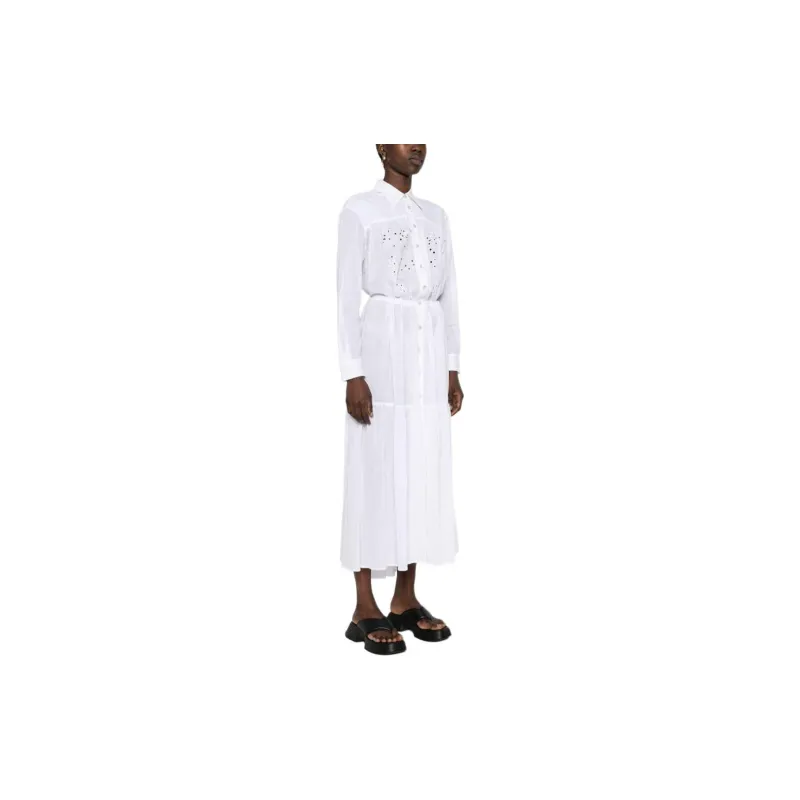 PINKO Broderie-Anglaise Detailed Maxi Shirt Dress-3