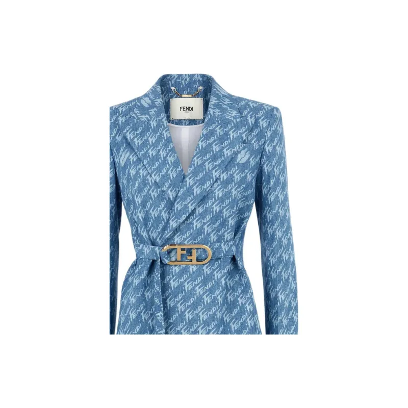 FENDI SS22 Business Suit Coat Women's Light Blue-3