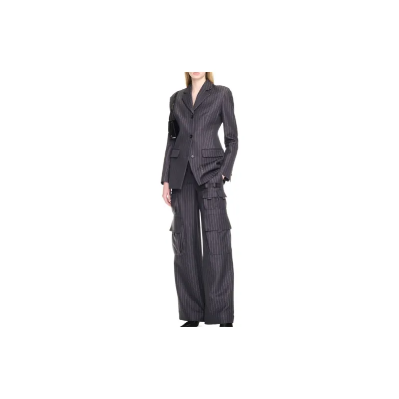 OFF WHITE Striped Single Breasted Blazer-2