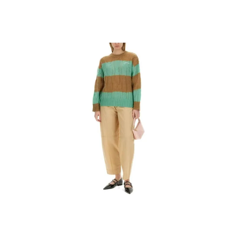 GANNI Striped Cable Knitted Jumper-3