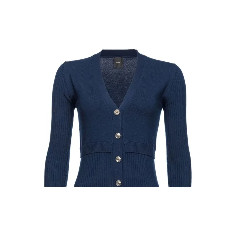 PINKO Long Sleeved V Neck Knitted Dress-2