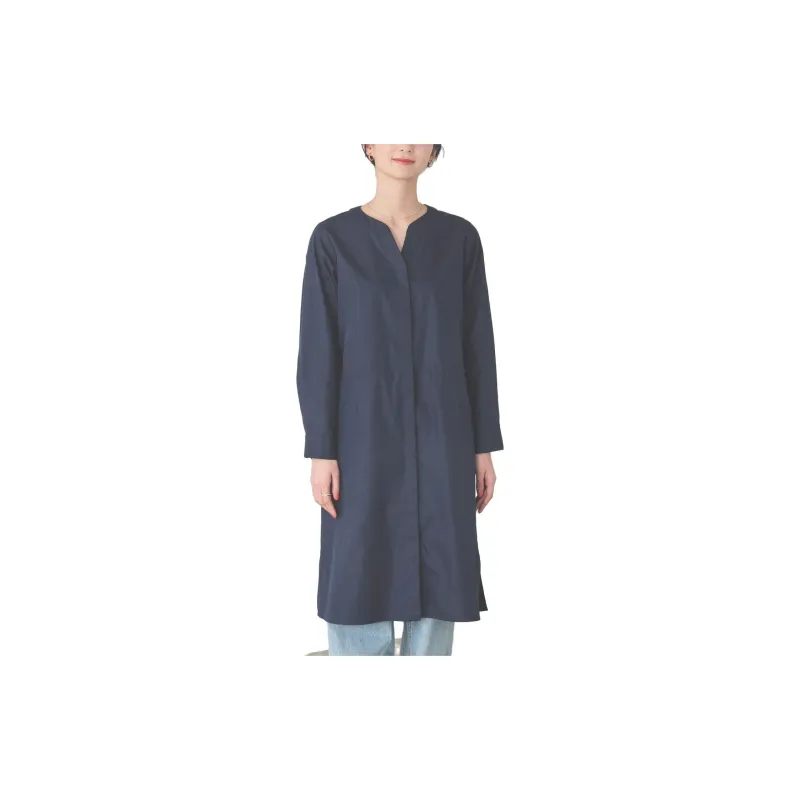 Beams Long-Sleeved Dresses Women's Marine Blue-1