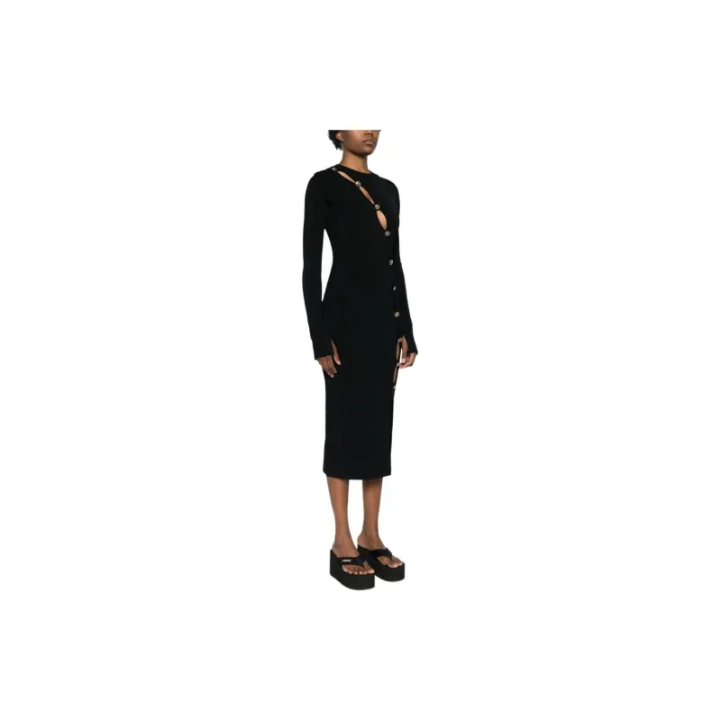 VERSACE JEANS COUTURE Decorative buttons Knitted Midi Dress-3