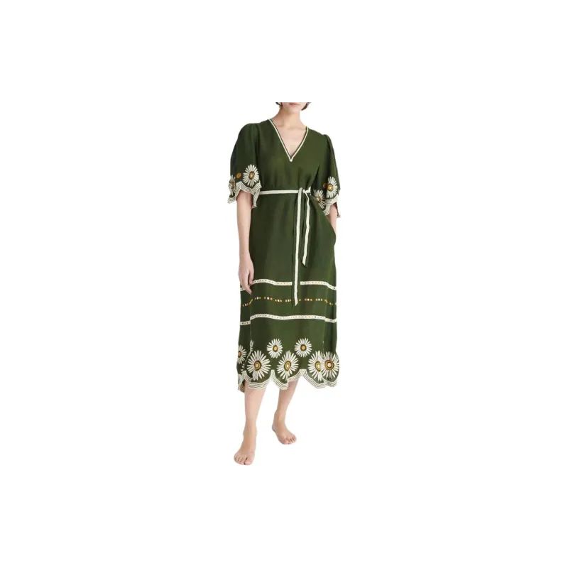 Eres Hortense Floral embroidered Linen Dress-1
