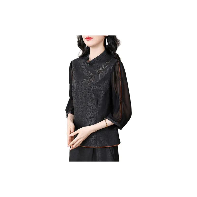 Yi Mengyuan Silk Shirt Women's Black-2
