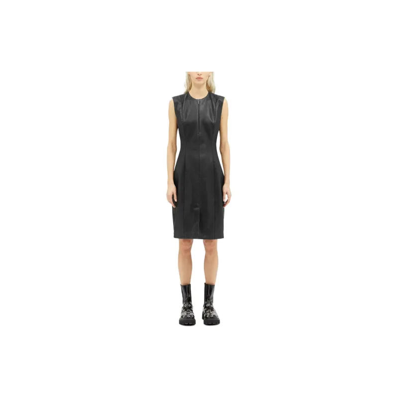 MSGM Faux-Leather Sheath Midi Dress-1