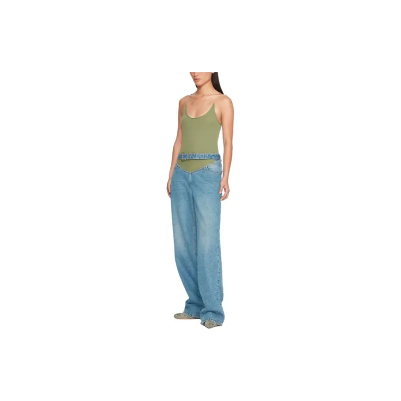 Y/Project Y Belt Cut Out Wide Leg Jeans-2