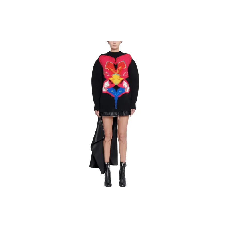Alexander McQueen Orchid Intarsia Knit Crewneck Jumper-1
