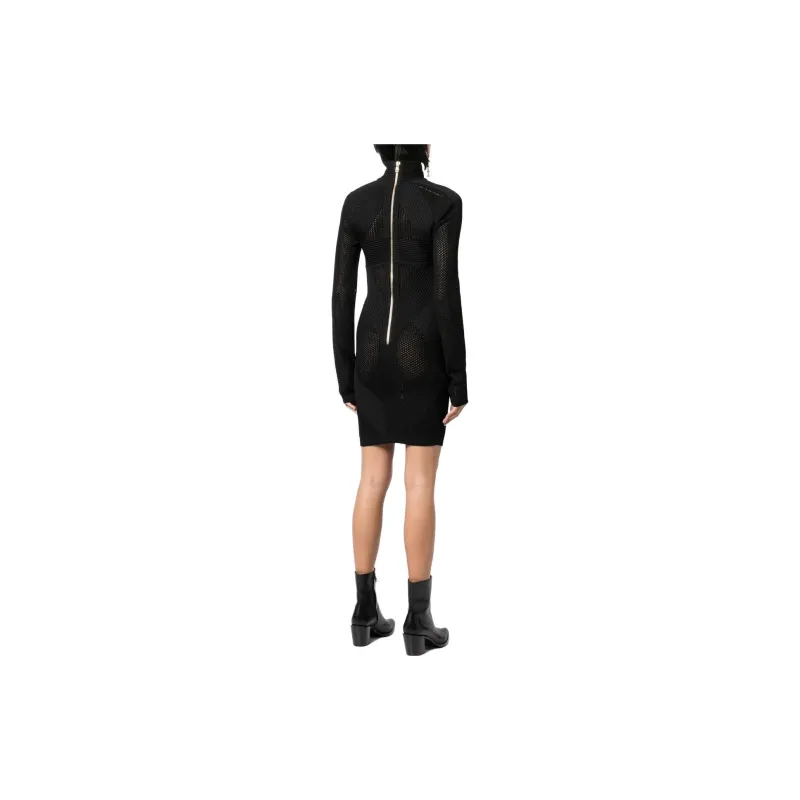 BALMAIN Back Zipped Turtleneck Mini Dress-2