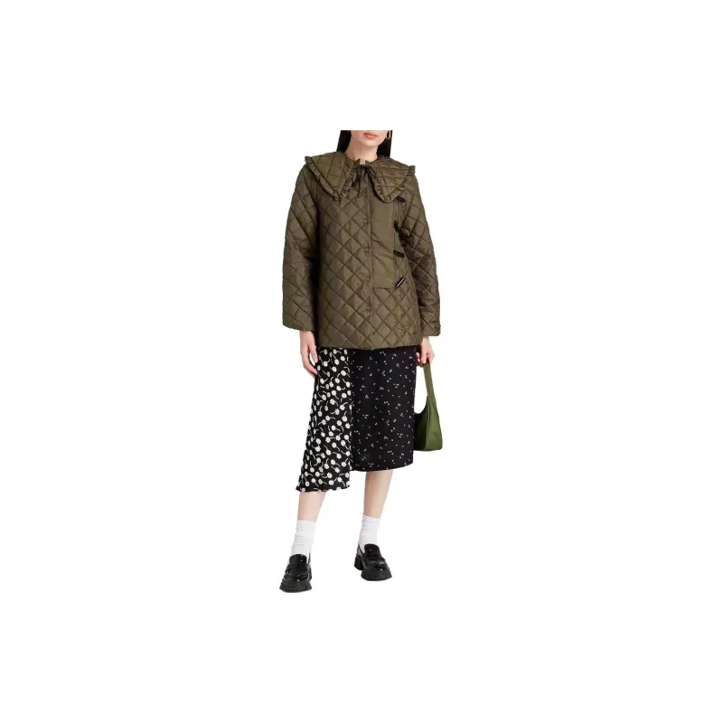GANNI Recycled Ripstop Quilt Coat 'Green'-1