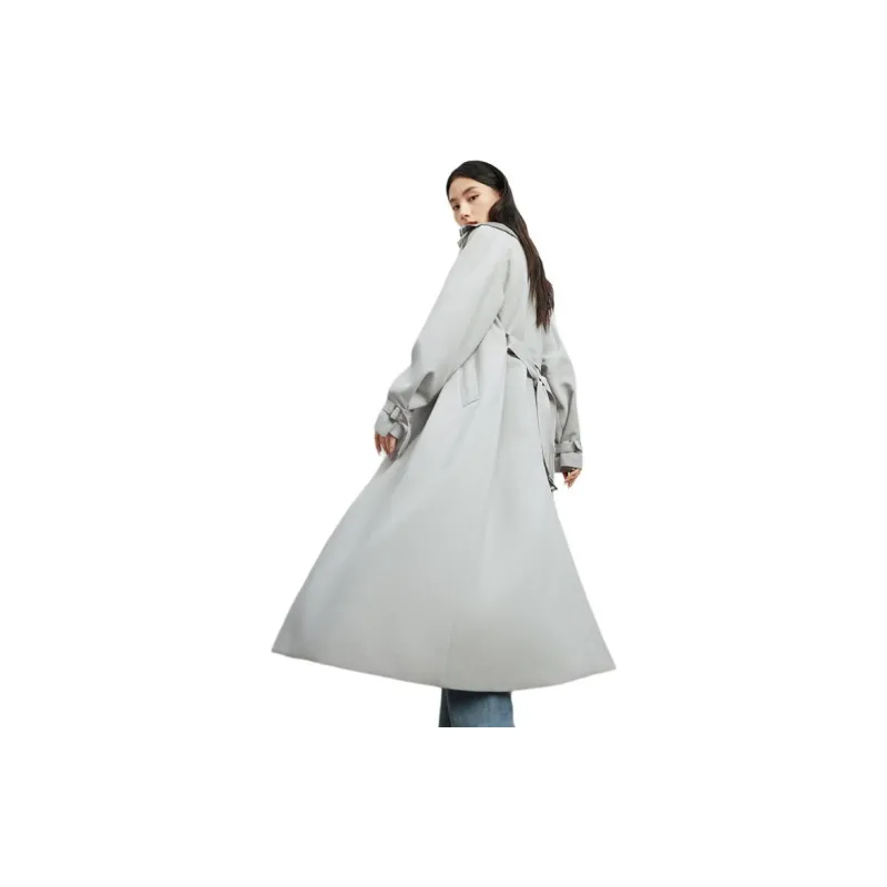 TKY SHOP Trench Coat Women's Gray-6