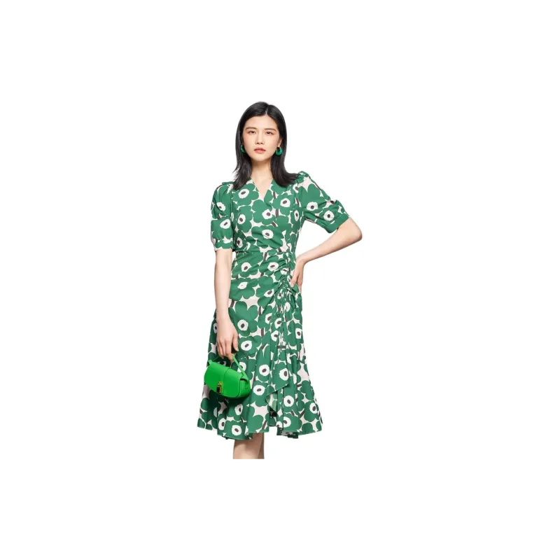BBLLUUEE Short Sleeved Dress Women's Turquoise Green-1