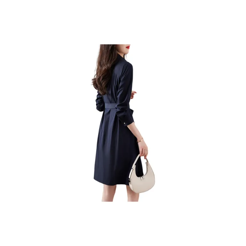 XWI Long Sleeved Dress Women's Navy Blue-4