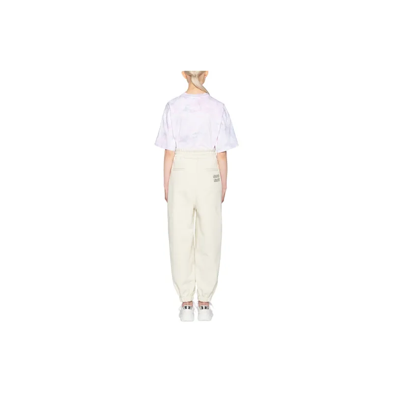 MIU MIU Drop Shoulder Sleeve T Shirt Women's Snow Pink-4