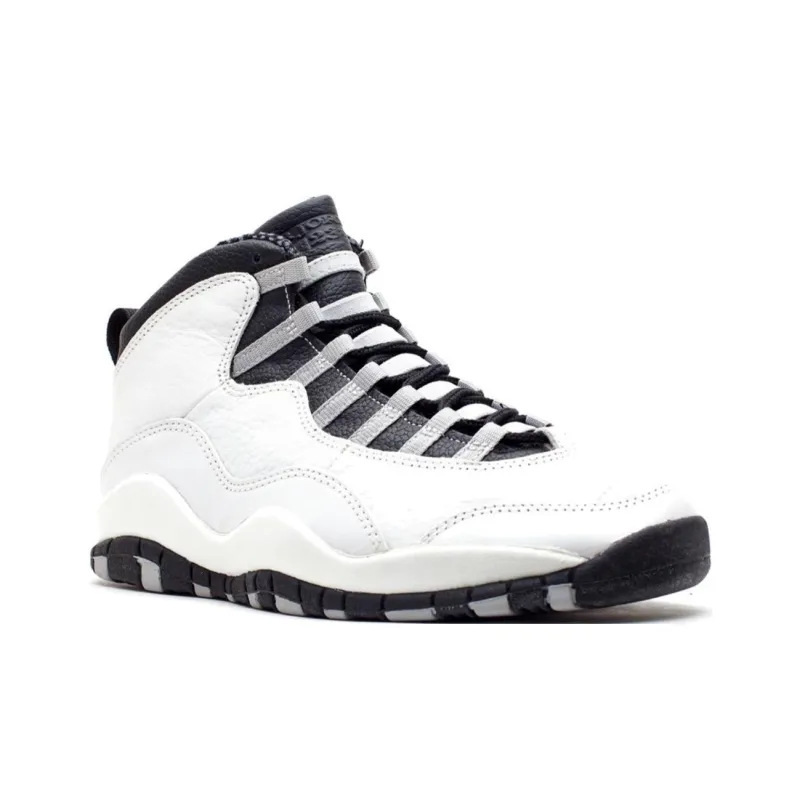 Jordan Air Jordan 10 Anti Slip Wear Resistant High Top Vintage Basketball Shoes Men's White Black-2