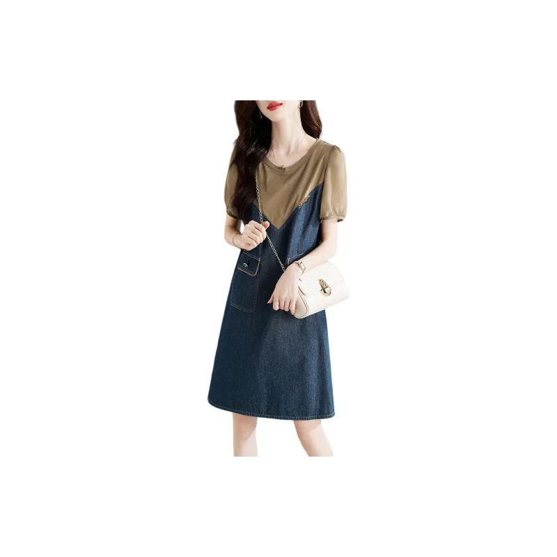 XWI Short Sleeved Dress Women's Denim Dark Blue-2
