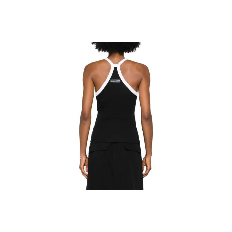 Marine Serre Crescent Moon embroidered Ribbed Top-2