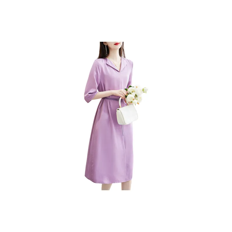 Dme Short Sleeved Dresses Women's Rose Purple-1