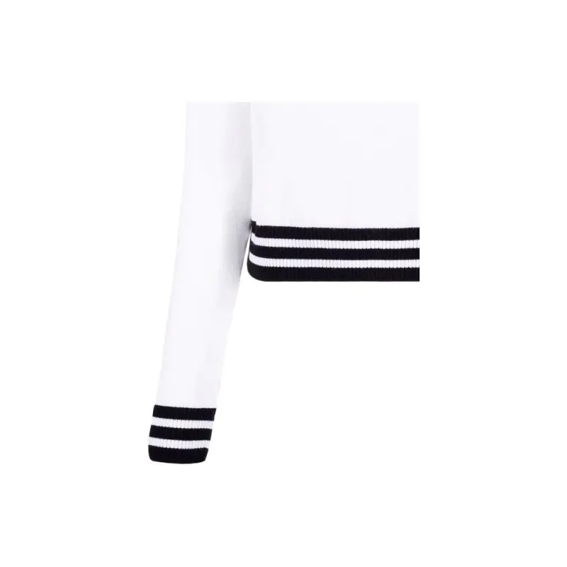 BALMAIN Cropped Mesh Logo Sweater 'Blanc/Noir'-4