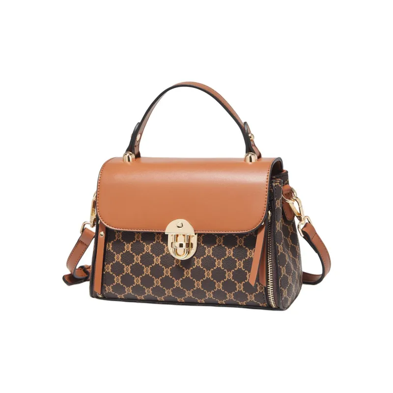 Marino Orlandi Synthetic Leather Kelly Bag Shoulder Bag Crossbody Bag Handbag Large Size Women's Coffee-18